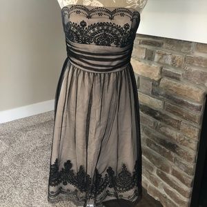 David's Bridal Strapless Short Dress Black/Tan 6